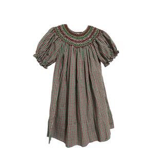 Rosalina Baby Girl 24m Smocked Dress Red White Gingham Embroidered Christmas